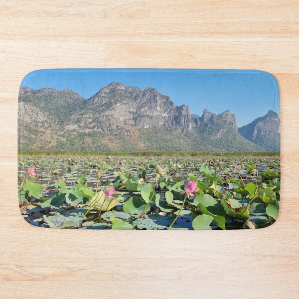 Item preview, Lotus Pond with Mountain Background designed and sold by Sam-Travels.