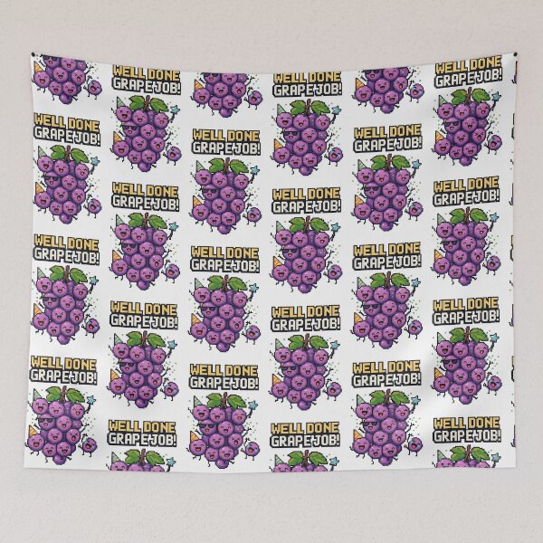 Item preview, Well Done Grape Job | Cheering Pixel Grapes Pun Design designed and sold by BoxaroundJacks.