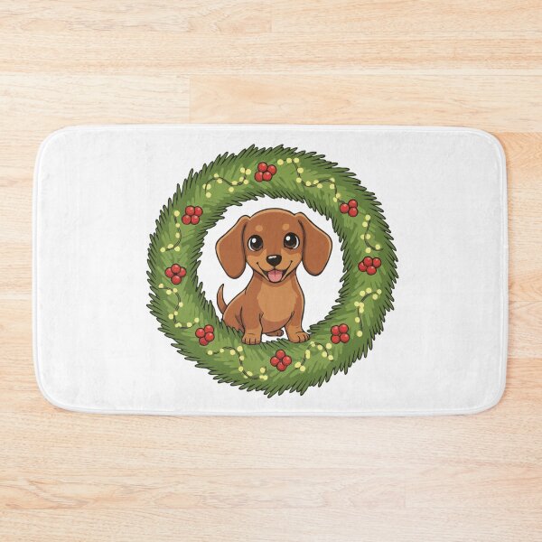 Item preview, Cute Dachshund Puppy in Christmas Wreath - Christmas Dog Lover designed and sold by The Real Life Symphony.