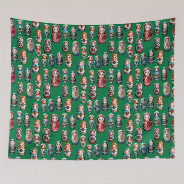 Item preview, Christmas Matryoshka Dolls - Russian Folk Art Design - GREEN designed and sold by PAPIRO SIGLO XXI.