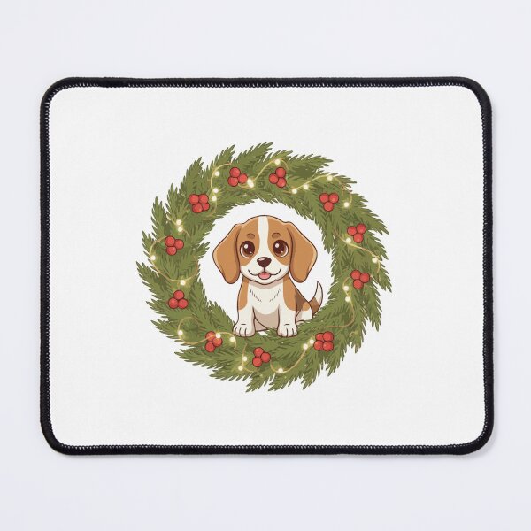 Item preview, Cute Beagle Puppy in Christmas Wreath - Christmas Dog Lover designed and sold by The Real Life Symphony.