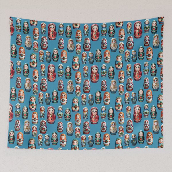 Item preview, Christmas Matryoshka Dolls - Russian Folk Art Design - BLUE designed and sold by PAPIRO SIGLO XXI.