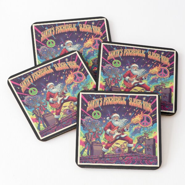 Item preview, Santa's Psychedelic Sleigh Ride - Rock Star Christmas designed and sold by Orviona.
