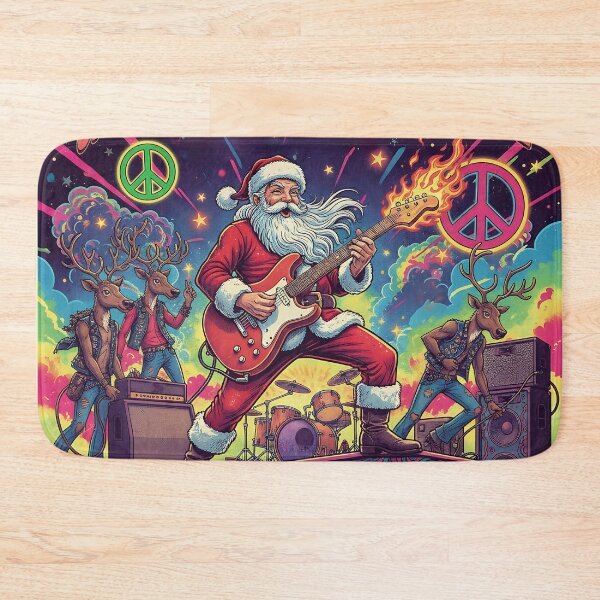 Item preview, Santa's Psychedelic Sleigh Ride - Rock Star Christmas designed and sold by Orviona.
