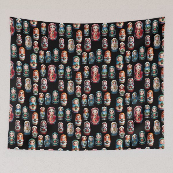 Item preview, Christmas Matryoshka Dolls - Russian Folk Art Design - BLACK designed and sold by PAPIRO SIGLO XXI.