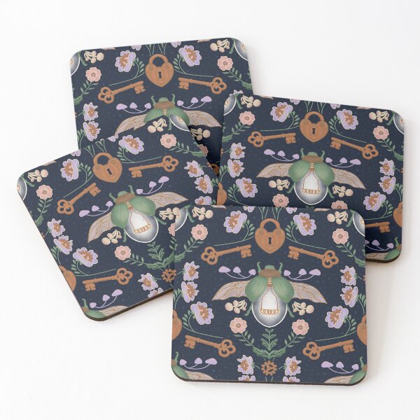 Item preview, Steampunk Firefly Pattern – Antique Keys, Heart Lock & Botanical Motifs | Seamless  designed and sold by Ilikeiwantilove.