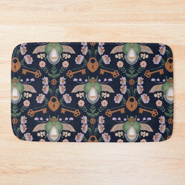 Item preview, Steampunk Firefly Pattern – Antique Keys, Heart Lock & Botanical Motifs | Seamless  designed and sold by Ilikeiwantilove.