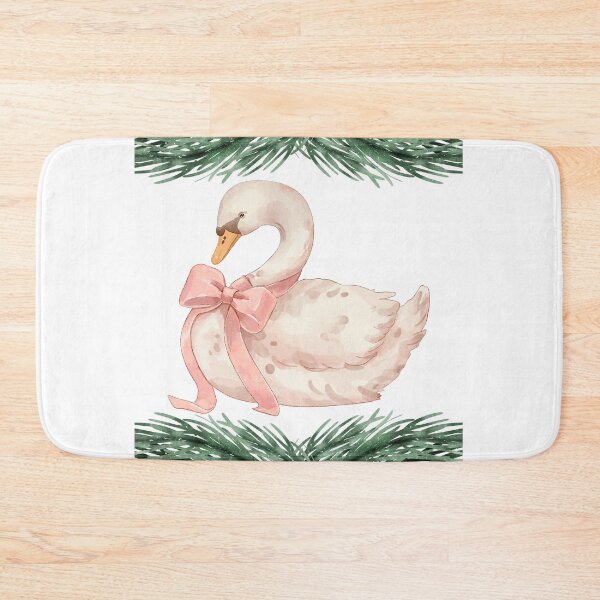 Item preview, Watercolor Swan with Pink Bow and Pine – Coquette Christmas Winter Aesthetic designed and sold by DivinePassion.