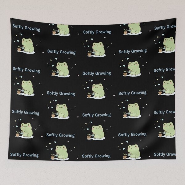 Aperçu de l'œuvre Softly Growing – Kawaii Frog Gentle Growth Design créée et vendue par CuteOasis.
