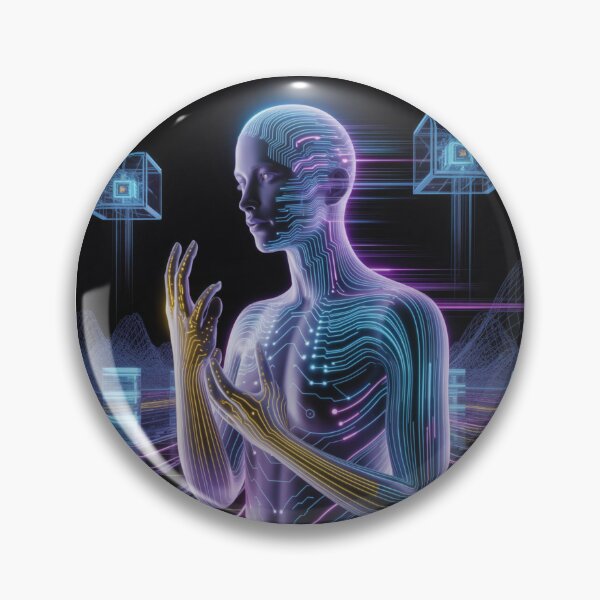 Item preview, Neon Circuitry: The Fusion of Human and Machine in Futuristic AI Art designed and sold by AndrewYoko.