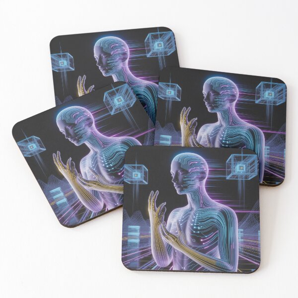 Item preview, Neon Circuitry: The Fusion of Human and Machine in Futuristic AI Art designed and sold by AndrewYoko.