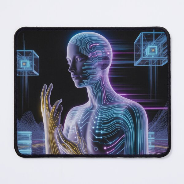 Item preview, Neon Circuitry: The Fusion of Human and Machine in Futuristic AI Art designed and sold by AndrewYoko.