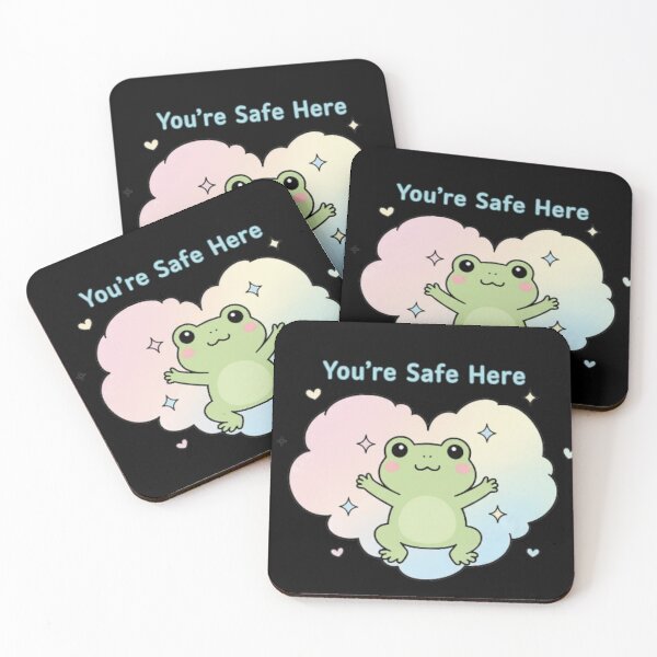 Item preview, You're Safe Here – Kawaii Frog Comforting Quote Tee designed and sold by CuteOasis.