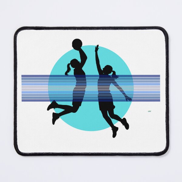 Item preview, Streetball Girls Attack and Defence Basketball Tee – Blue Silhouette | Minimal Vector Design designed and sold by SlanTee.