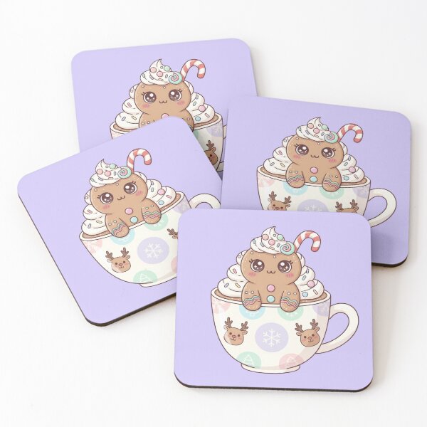 Item preview, Kawaii Gingerbread Latte Cute Christmas Coffee Illustration designed and sold by LaurannaDesign.