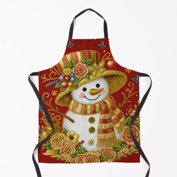 Item preview, Vintage Christmas Snowman Embroidery Illustration designed and sold by Ciervo Primavera.