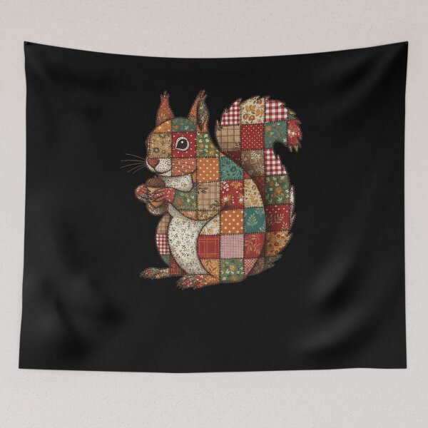 Item preview, Red Squirrel Scottish Patchwork Quilt Art - Tartan Scotland Animal Lover Gift designed and sold by Loom on the Loch.