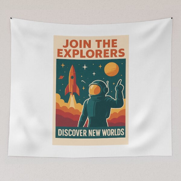 Item preview, Retro Space Adventure Poster - Discover New Worlds. designed and sold by The-T-In-Retro.