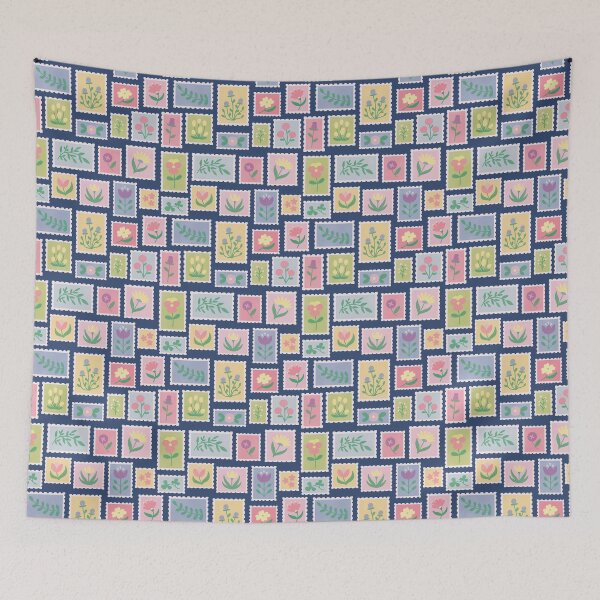 Item preview, floral vintage postage stamps cute pattern designed and sold by winterpumpkin.