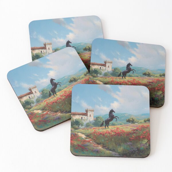 Item preview, An Andalusian horse rearing up on its hind legs in a flower-filled field Horses in Motion designed and sold by CDC40.