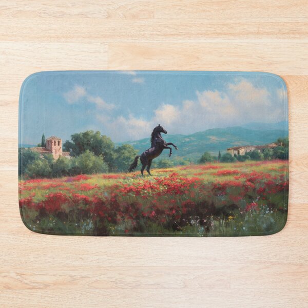 Item preview, An Andalusian horse rearing up on its hind legs in a flower-filled field Horses in Motion designed and sold by CDC40.