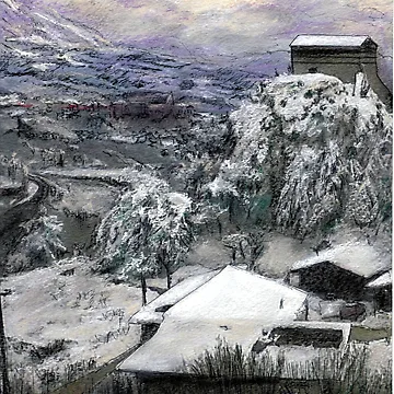 Vorschaubild zum Design Chiesa San Vito In The Snow von Randy Sprout Fine Art