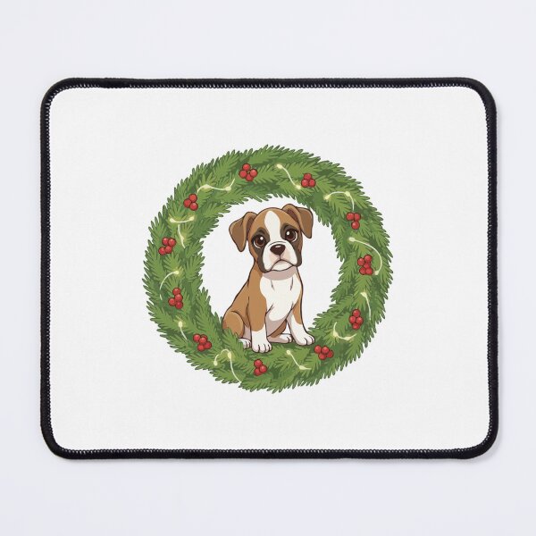 Item preview, Cute Boxer Puppy in Christmas Wreath - Christmas Dog Lover designed and sold by The Real Life Symphony.