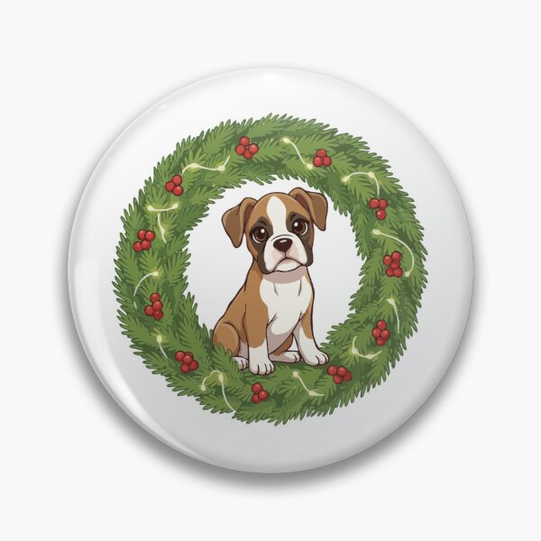 Item preview, Cute Boxer Puppy in Christmas Wreath - Christmas Dog Lover designed and sold by The Real Life Symphony.