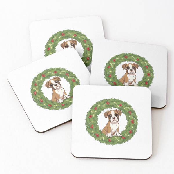 Item preview, Cute Boxer Puppy in Christmas Wreath - Christmas Dog Lover designed and sold by The Real Life Symphony.