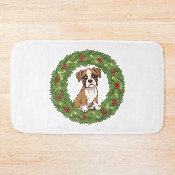 Item preview, Cute Boxer Puppy in Christmas Wreath - Christmas Dog Lover designed and sold by The Real Life Symphony.