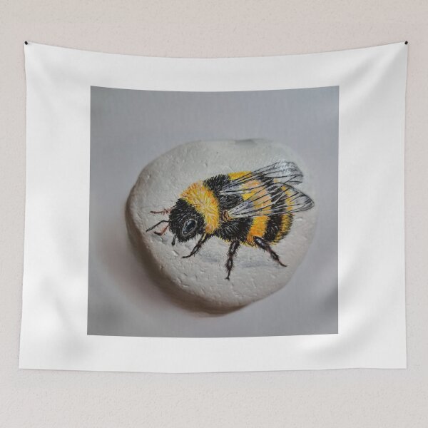 Item preview, Fuzzy Bumblebee Stone Painting – Hand-Painted Pollinator Art designed and sold by Boski22.