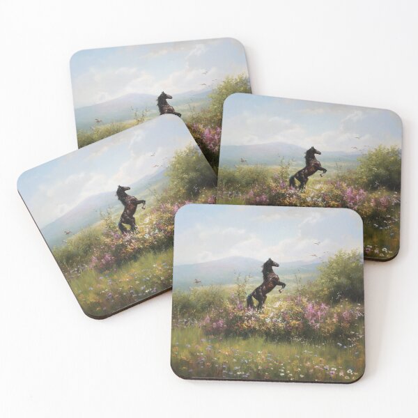 Item preview, An Andalusian horse rearing up on its hind legs in a flower-filled field Horses in Motion designed and sold by CDC40.