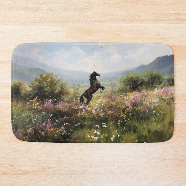 Item preview, An Andalusian horse rearing up on its hind legs in a flower-filled field Horses in Motion designed and sold by CDC40.