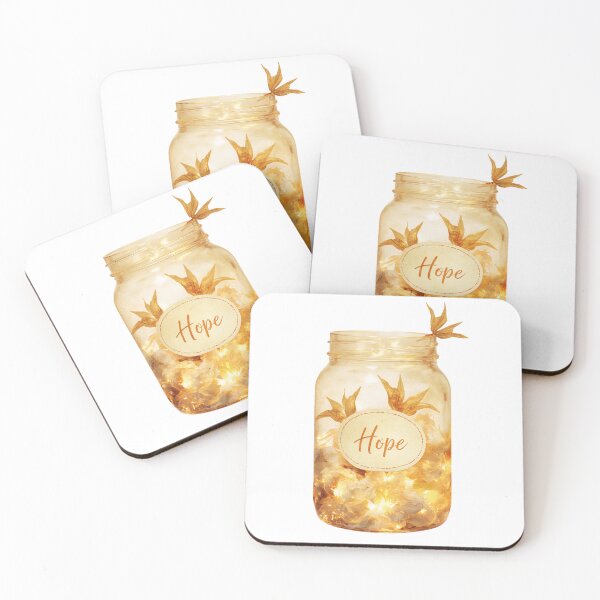 Item preview, Decorative jar with lights and golden foliage symbolizes hope and positivity in a cozy indoor setting designed and sold by SpaceartLilu.