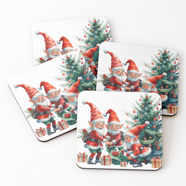 Item preview, Cheerful Christmas Elves with Gifts and Tree designed and sold by PAPIRO SIGLO XXI.