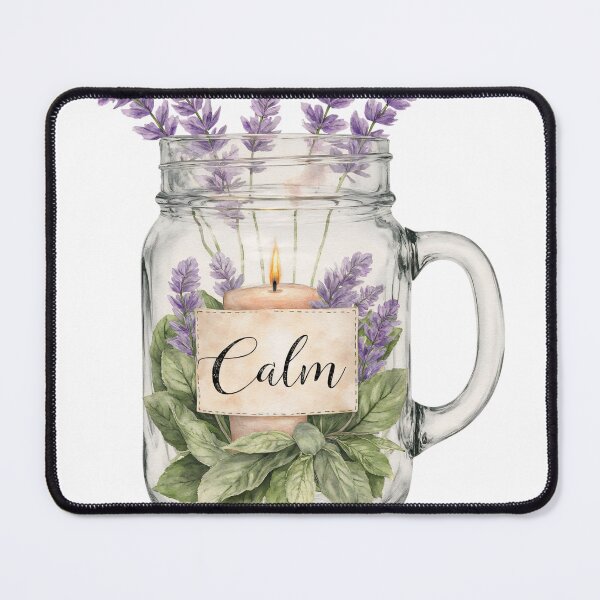 Item preview, Lavender candle in a glass jar with herbs creates a peaceful atmosphere for relaxation and mindfulness designed and sold by SpaceartLilu.