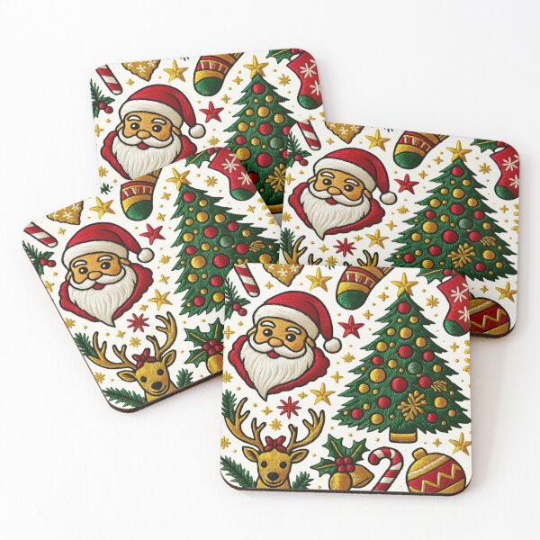 Artikelvorschau, Vintage-Weihnachten mit Hirsch, Kiefer, Sternen, Noah, Weihnachtsmann, Keksen und Stechpalme entworfen und verkauft von Ciervo Primavera.