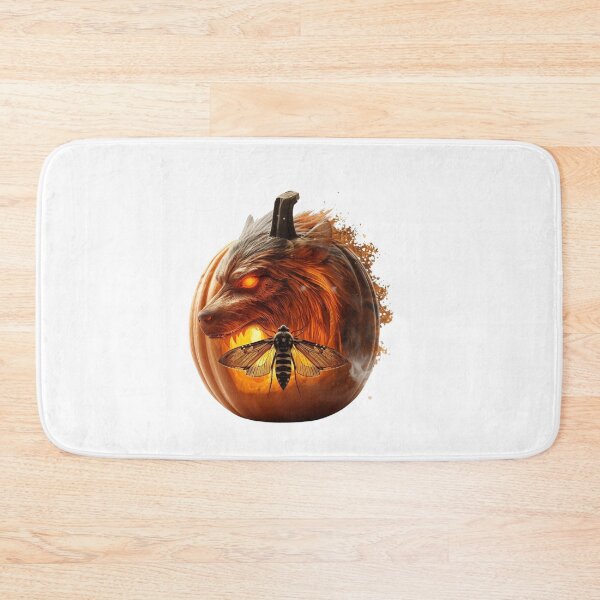 Item preview, Fiery Werewolf Pumpkin with Death’s-Head Moth – Dark Fantasy Halloween Art. designed and sold by printeGear.