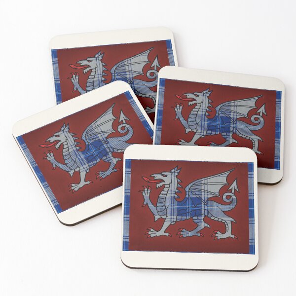 Item preview, Edwards Welsh Tartan – Legacy of Denbighshire Lords & y Ddraig Goch - the red dragon  designed and sold by WheelieGdArt.