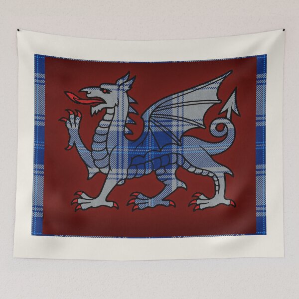 Item preview, Edwards Welsh Tartan – Legacy of Denbighshire Lords & y Ddraig Goch - the red dragon  designed and sold by WheelieGdArt.