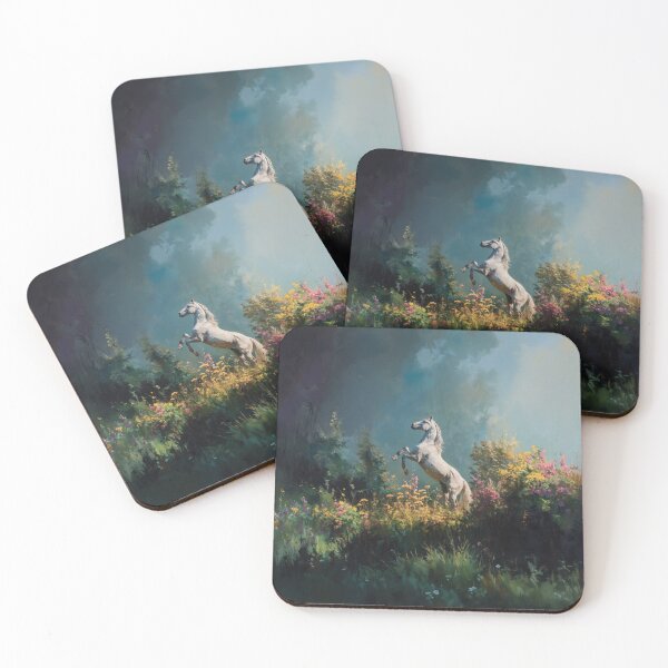 Item preview, An Andalusian horse rearing up on its hind legs in a flower-filled field Horses in Motion designed and sold by CDC40.
