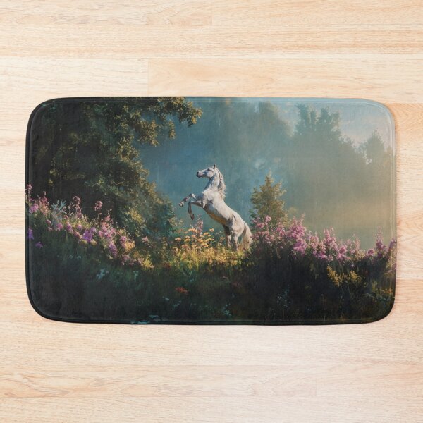 Item preview, An Andalusian horse rearing up on its hind legs in a flower-filled field Horses in Motion designed and sold by CDC40.