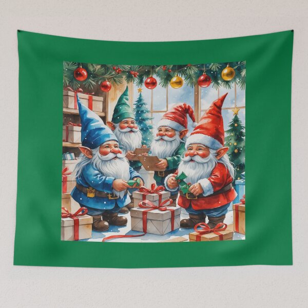 Item preview, Gnomos navideños organizando regalos en un taller navideño designed and sold by PAPIRO SIGLO XXI.