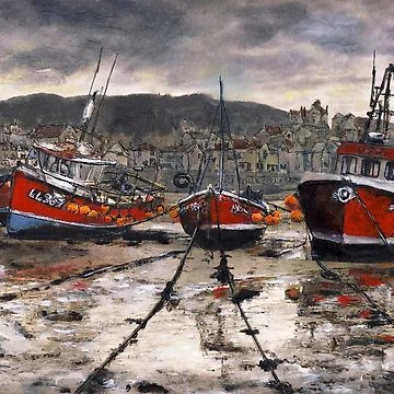 Artwork thumbnail, Staithes Low Tide by Randy Sprout Fine Art