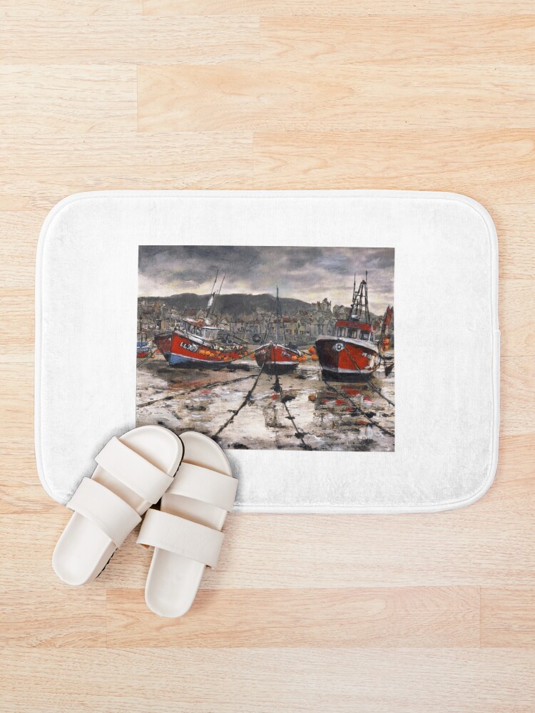 Thumbnail 1 of 6, Bath Mat, Staithes Low Tide designed and sold by RandySprout.