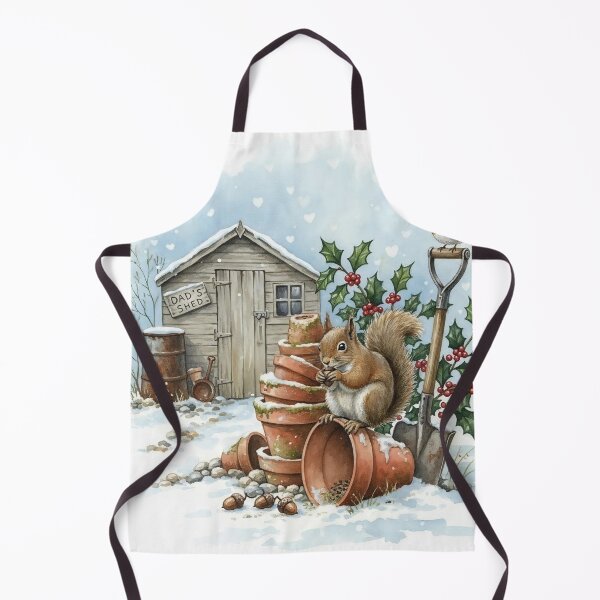 Item preview, Christmas Squirrel in Snowy Garden Watercolor Illustration – Robin and Dad’s Shed designed and sold by Pixel Pout.