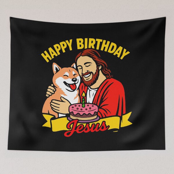 Item preview, Happy Birthday Jesus Shiba Inu Birthday Cake designed and sold by plushism.