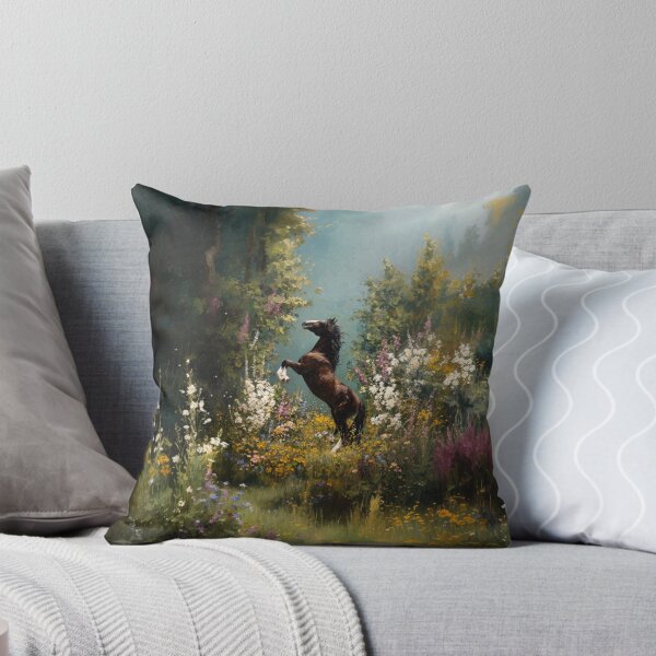 Item preview, An Andalusian horse rearing up on its hind legs in a flower-filled field Horses in Motion designed and sold by CDC40.