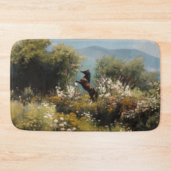 Item preview, An Andalusian horse rearing up on its hind legs in a flower-filled field Horses in Motion designed and sold by CDC40.