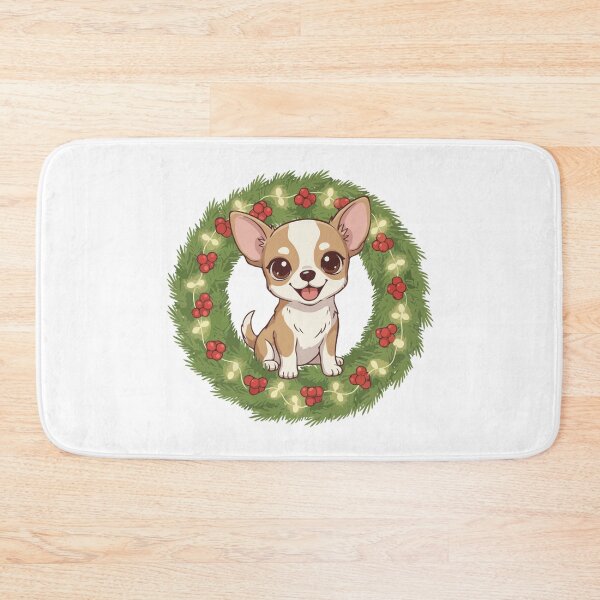 Item preview, Cute Chihuahua Puppy in Christmas Wreath - Christmas Dog Lover designed and sold by The Real Life Symphony.
